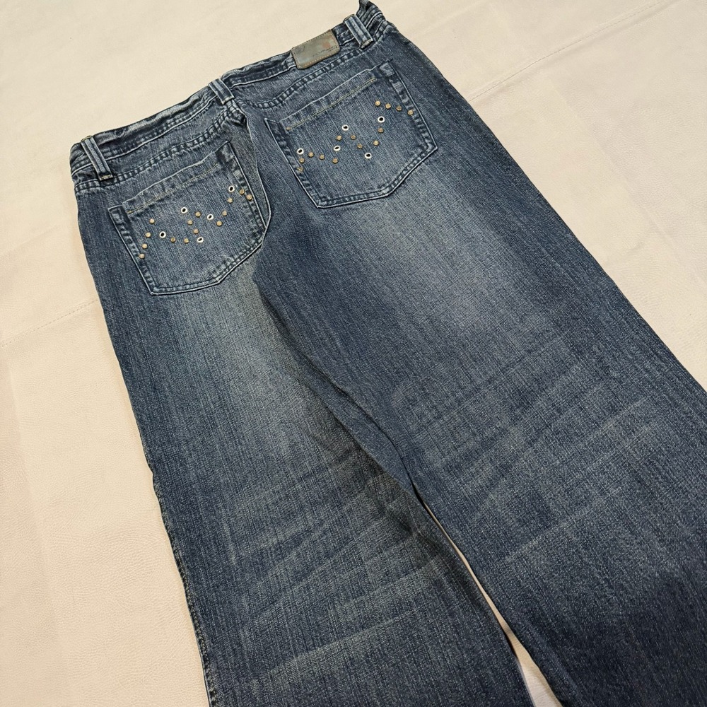 Flypaper Y2K Men Relax Straight Whisker Jean Blue Denim Skater Street 32x30-7493